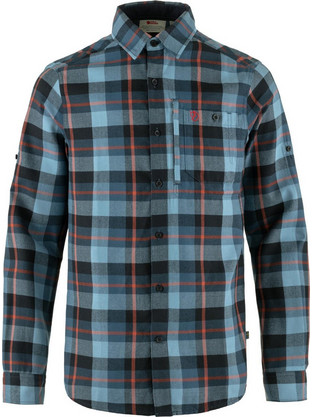 Fjallraven Ανδρικό Πουκάμισο Βαμβακερό Καρό Μακρυμάνικο Κανονική Γραμμή Overshirt Μπλε 81380-534-543