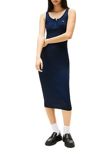 Tommy Jeans Midi Καλοκαιρινό Καθημερινό Φόρεμα Ριπ Navy Μπλε DW0DW19477-C1G