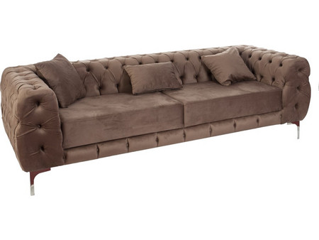 Artekko Zebra Τριθέσιος Καναπές Βελούδινος Καφέ 235x85x73cm 783-7215