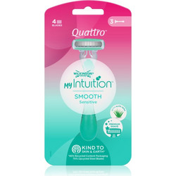 Wilkinson Sword Quattro Smooth Sensitive Γυναικείο Ξυραφάκι μιας Χρήσης με 4 Λεπίδες & Λιπαντική Ταινία 3τμχ