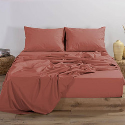 Nef-Nef Σεντόνι King Size Βαμβακερό με Λάστιχο 180x200+35 Basic 1217 Teracotta