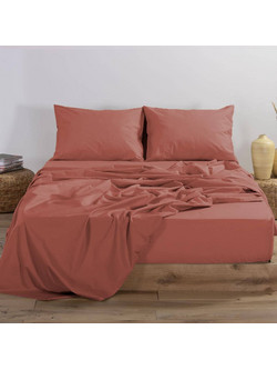 Nef-Nef Σεντόνι King Size Βαμβακερό με Λάστιχο 180x200+35 Basic 1217 Teracotta
