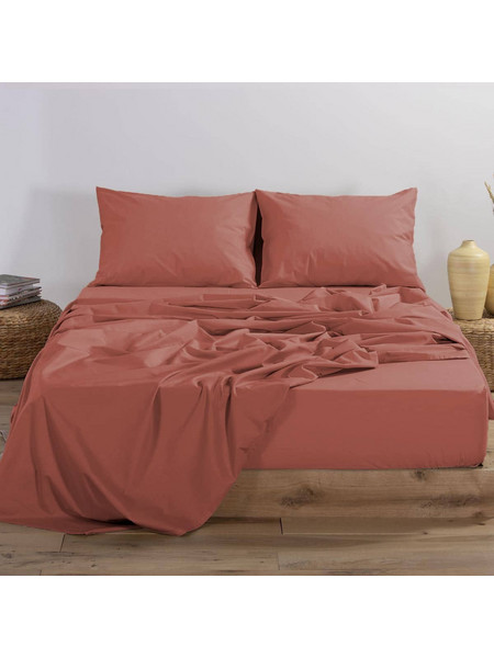Nef-Nef Σεντόνι King Size Βαμβακερό με Λάστιχο 180x200+35 Basic 1217 Teracotta