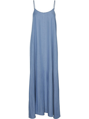 Vero Moda Midi Καλοκαιρινό Καθημερινό Φόρεμα Τζιν Γαλάζιο 10283677