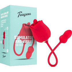 Teazers Διπλός Δονητής Rose Vibrator Clitoris Stimulator Κόκκινος