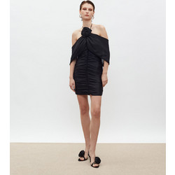 Mix & Match Mirella Mini Καλοκαιρινό Φόρεμα για Γάμο / Βάπτιση Ντραπέ Μαύρο SS2501