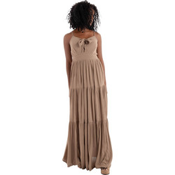 Only Chiara Maxi Καλοκαιρινό Βραδινό Φόρεμα Μεταξωτό Μπεζ 15346818