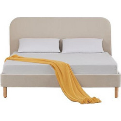 Nextdeco Manila Υπέρδιπλο Κρεβάτι Υφασμάτινο Μπεζ 160x200cm