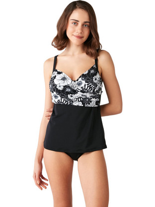 Kom Bikini Set Ψηλόμεσο Floral Μαύρο Λευκό 1M13MBTY231