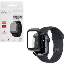 Volte-Tel Πλαστική Θήκη Tempered Glass για Apple Watch 7 45mm Μαύρη