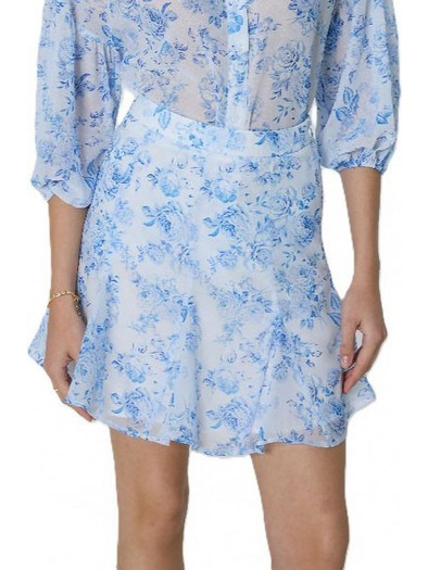 Mind Matter Μίνι Φούστα Υφασμάτινη Ψηλόμεση Floral Γαλάζια MML25-01-02-007