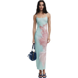 Desigual Lyon Midi Καλοκαιρινό Καθημερινό Φόρεμα Floral Τιρκουάζ 25SWVK44-5013