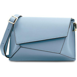 Tuscany Leather Γυναικείο Τσαντάκι Χιαστί Δερμάτινο Γαλάζιο με Στενό Λουρί TL142253
