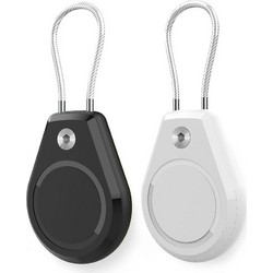 Hurtel Apple Case AirTag WaterProof with Steel Cable 2-Pack Black/White