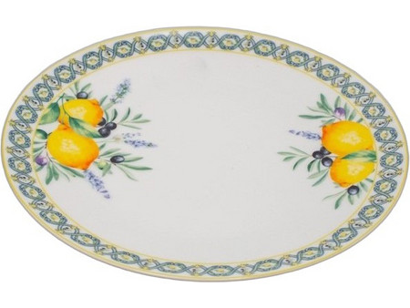 Λεμόνια Πιάτο Ρηχό Πορσελάνης Οβάλ 26x26cm 820-00021