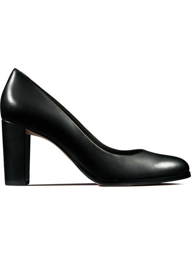 Clarks Kaylin Ανατομικές Γόβες Δερμάτινες με Χοντρό Ψηλό Τακούνι Μαύρες 26145688