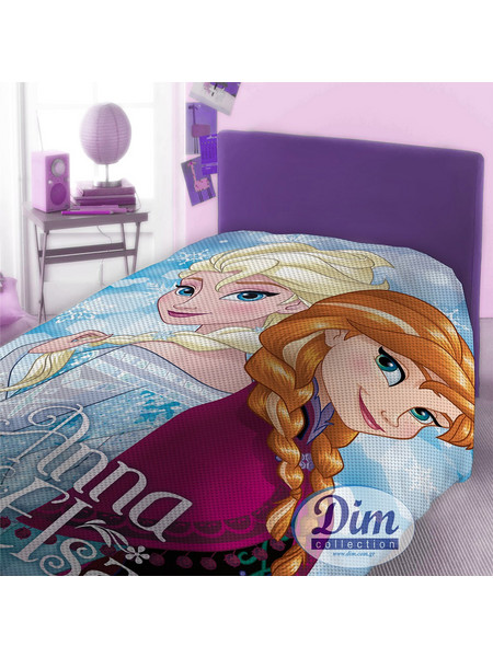 Dimcol Παιδική Κουβέρτα Πικέ Βαμβακερή Frozen 505160x240 Γαλάζια