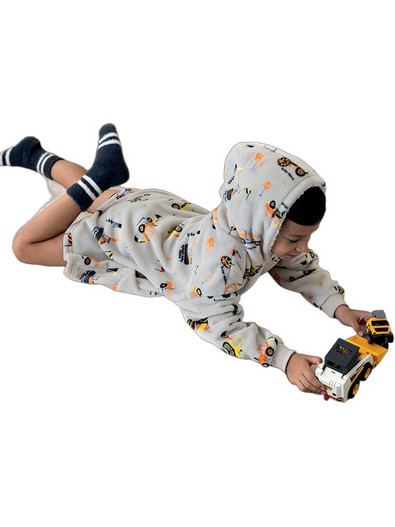 Palamaiki Lorry Boy 3-6 Παιδική Ρόμπα Fleece Χειμωνιάτικη Γκρι 9-104857-003