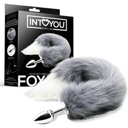 IntoYou Foxy Πρωκτική Σφήνα Tail Plug 40cm Λευκή Γκρι