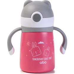 Abo SomeBunny Loves You Παιδικό Παγούρι Θερμός Ανοξείδωτο BPA Free με Καλαμάκι Φούξια 300ml