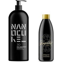 Keratin Nanocure Σετ Περιποίησης Μαλλιών με Κερατίνη Σαμπουάν 1lt + Angeldust 500ml