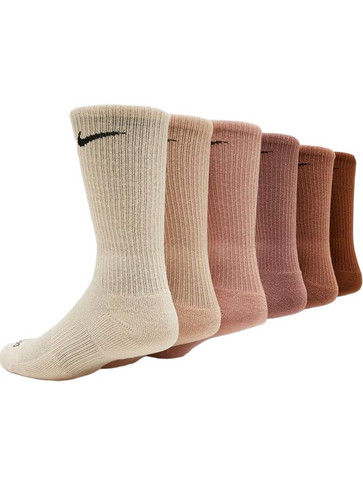 Nike Everyday Plus Ανδρικές Κάλτσες Ψηλές Μπεζ Εκρού Σομόν Ροζ Ταμπά Καφέ 6Pack SX6897-904