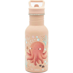 Sassi Slurpy The Octopus Παιδικό Παγούρι Ανοξείδωτο με Καλαμάκι Σομόν 500ml