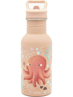 Sassi Slurpy The Octopus Παιδικό Παγούρι Ανοξείδωτο με Καλαμάκι Σομόν 500ml