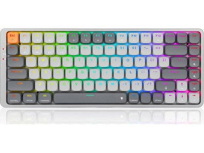 Redragon Azure K652 Pro Ασύρματο Μηχανικό Gaming Πληκτρολόγιο TenKeyLess με Low Profile Red Διακόπτες RGB Grey