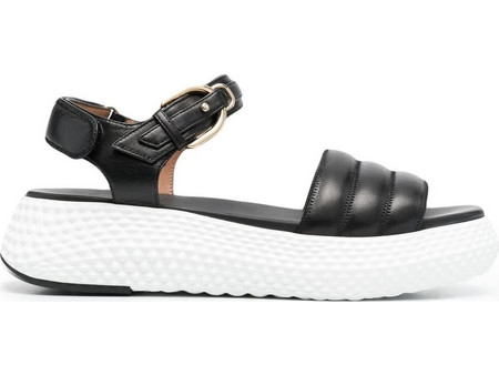 Emporio Armani Καλοκαιρινές Γυναικείες Πλατφόρμες Χαμηλές Δερμάτινες Μαύρες X3U095XL369A083