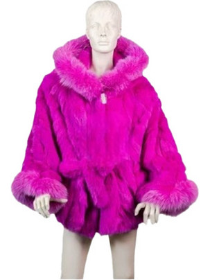 Leather Brands Γυναικεία Γούνα με Κουκούλα Φούξια FUR-K-2