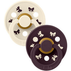 BIBS Colour Πιπίλα Καουτσούκ 0m+ Bow Ivory Plum