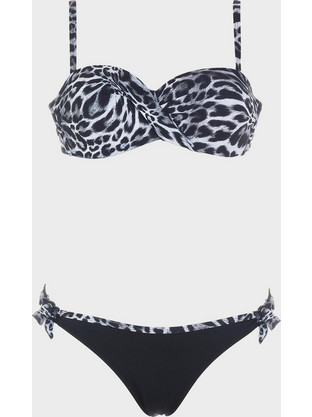 Gsecret Bikini Set Strapless Animal Print Μαύρο SQ66596-34036
