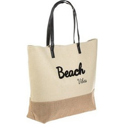 Beach Vibes Ψάθινη Τσάντα Θαλάσσης Ώμου Μπεζ 43x57cm 1237946