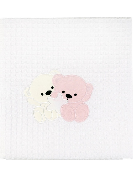 Little One Big Teddy 41026 Κουβέρτα Αγκαλιάς Πικέ 78x112 Λευκή Ροζ
