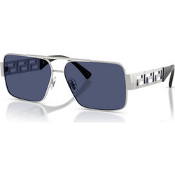 Versace VE2290 100180 Ανδρικά Γυαλιά Ηλίου Aviator Μεταλλικά Ασημί με Μπλε Φακό