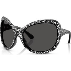 Swarovski SK6052 108787 Γυναικεία Γυαλιά Ηλίου Μάσκα Κοκάλινα Μαύρα με Μαύρο Φακό