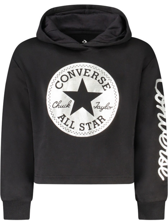 Converse Παιδικό Crop Top Μακρυμάνικο με Κουκούλα Μαύρο 369692-023