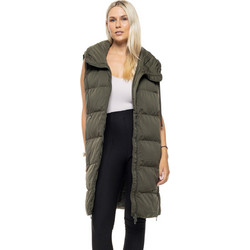 Biston Αμάνικο Γυναικείο Μπουφάν Puffer Μακρύ Χακί 54-102-002