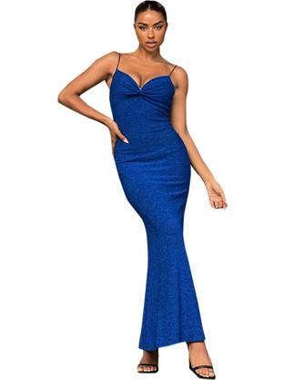 Runaway Fantasy Maxi Καλοκαιρινό Φόρεμα για Γάμο / Βάπτιση Royal Blue RN22-5109