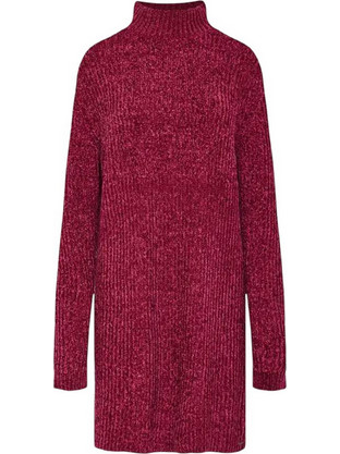 Funky Buddha Mini Καθημερινό Φόρεμα Πλεκτό Μπορντό FBL012-100-13
