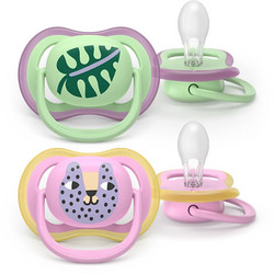Philips Avent Ultra Air Ανατομικές Ορθοδοντικές Πιπίλες Σιλικόνης 6-18m Green Pink 2τμχ SCF087/13