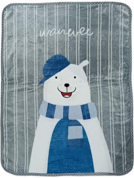 Γαρύφαλλο Happy Bear Κουβέρτα Κούνιας Βελουτέ 100x130 Γκρι