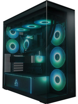 Arctic Xtender Window with GPU Vertical Black Gaming Midi Tower Κουτί Υπολογιστή με Πλαϊνό Παράθυρο