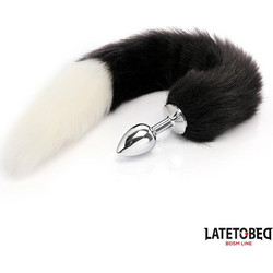 LateToBed Foxy Πρωκτική Σφήνα Tail Plug 40cm Λευκή Μαύρη