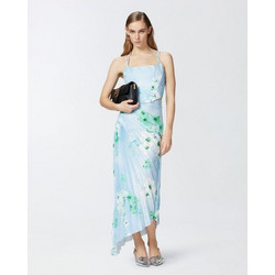 Pinko Μίντι Φούστα Υφασμάτινη Ψηλόμεση Κρουαζέ Floral Γαλάζια 104678A2F2ABB