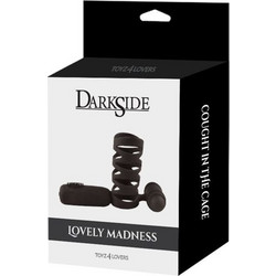 Toyz4lovers Darkside Lovel Madness Cock Ring with Cage Ελαστικό Δαχτυλίδι Πέους Σιλικόνης 3.5cm Μαύρο
