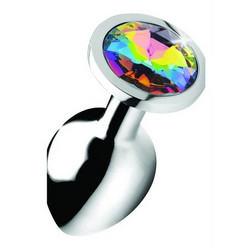 XR Brands Booty Sparks Rainbow Prism Πρωκτική Σφήνα Diamond Plug 7.9cm Ασημί