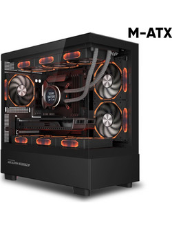 Armaggeddon Aquaron Duplex Pro Black Gaming Mini Tower Κουτί Υπολογιστή με Πλαϊνό Παράθυρο