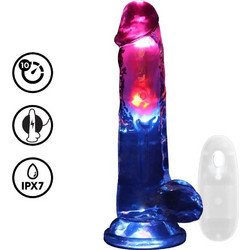 Shots RealRock Vibrating Straight Cock with Balls Ρεαλιστικός Δονητής για Ζευγάρια με Τηλεχειριστήριο 22.5cm Μπλε Ροζ